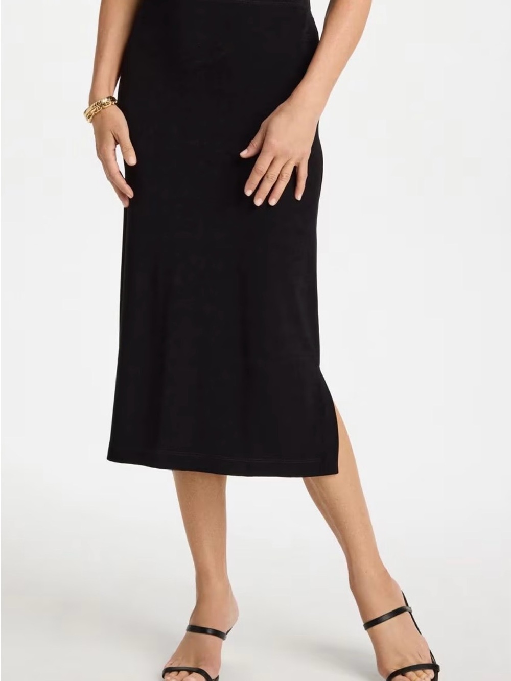 Chico’s Travelers Midi Skirt Women’s Size 2 US 12/14 Black Wrinkle Resistant